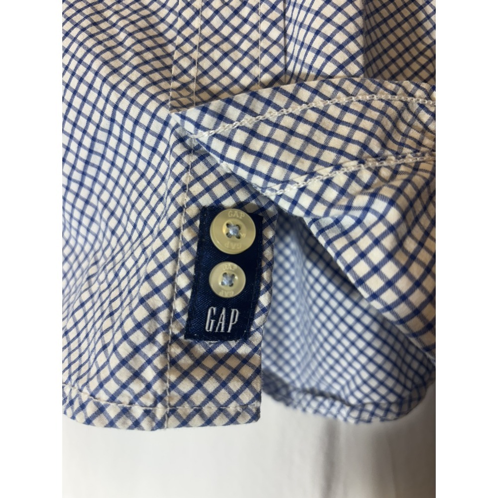 GAP Boys Button Down Shirt Size XS 4 Blue White‎ Checked Long Sleeve Collared Y7 - Picture 2 of 5